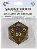 Koplow Games: Countdown Transparent D20 55mm 20-sided Dice (Smoke Gold)