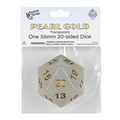 Koplow Games: Countdown Transparent D20 55mm 20-sided Dice (Pearl Gold)