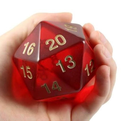 Koplow Games: Countdown Transparent D20 55mm 20-sided Dice (Ruby Gold)
