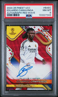 2024-25 TOPPS FINEST EDUARDO CAMAVINGA AUTO RED WAVE PSA 8 (PB)