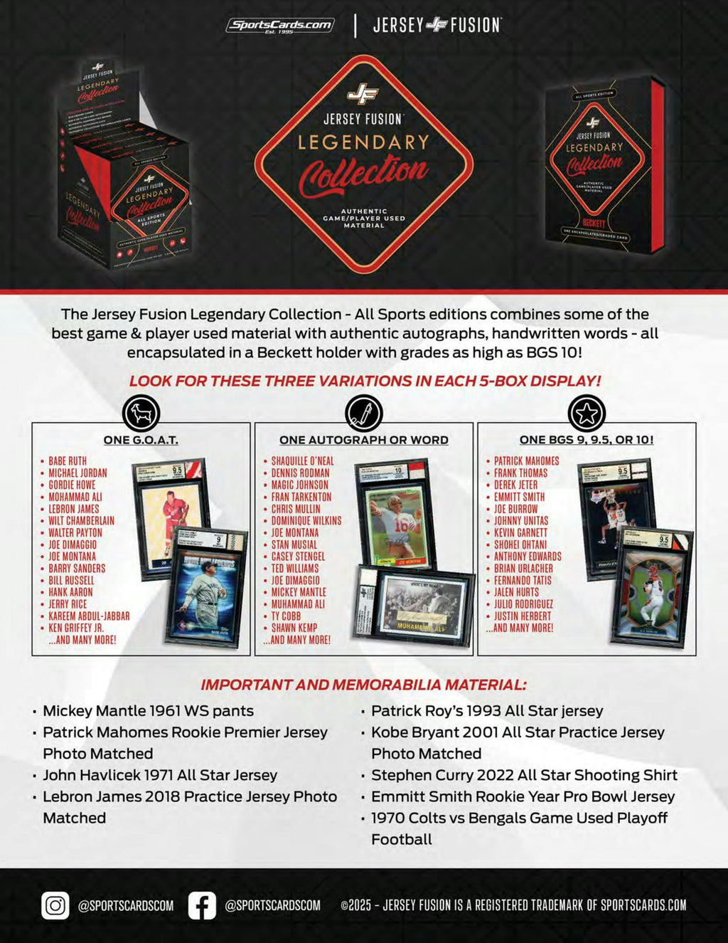 2025 Jersey Fusion Legendary Collection 5-Pack Hobby Box (12/17)