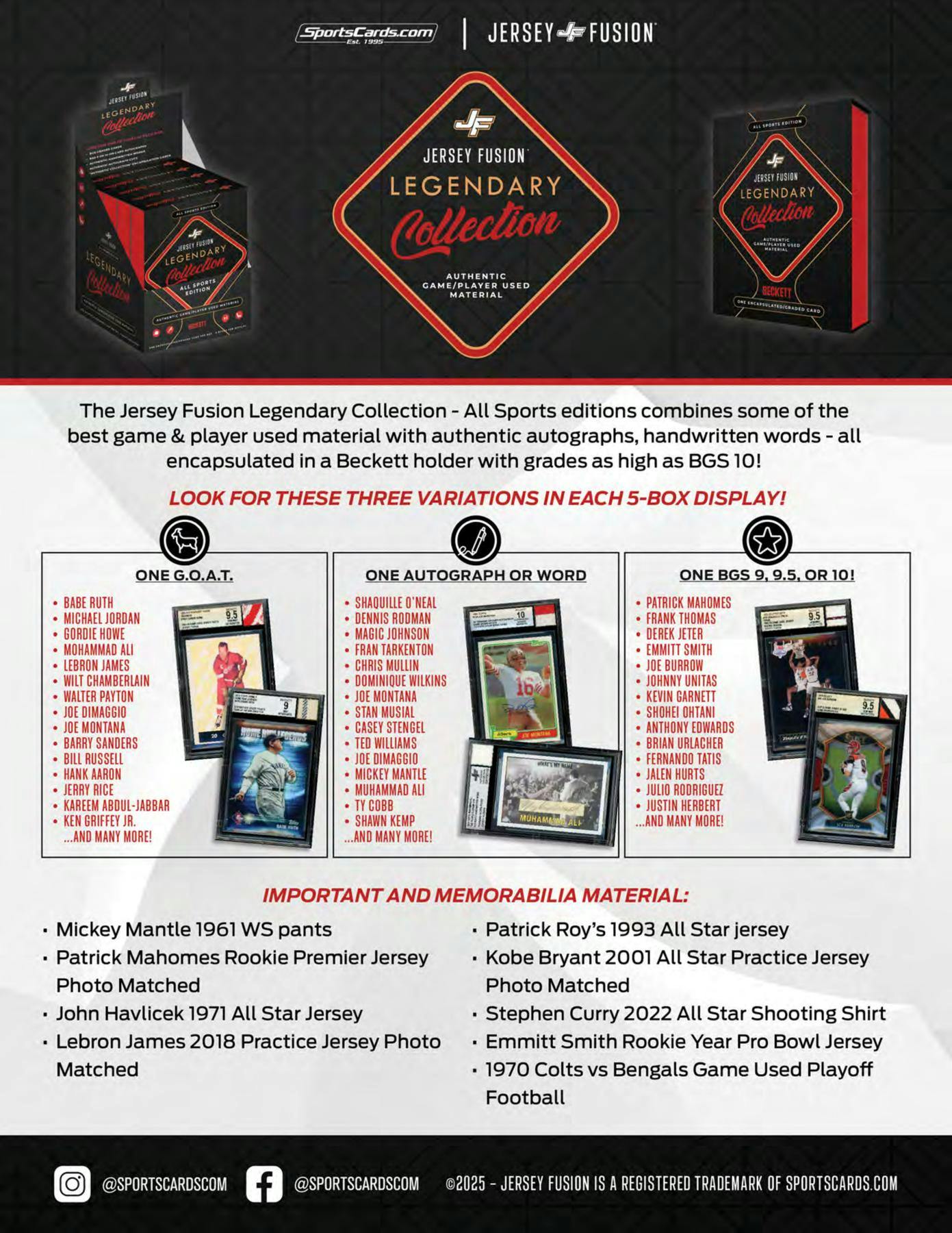 2025 Jersey Fusion Legendary Collection 5-Pack Hobby Box (12/17)
