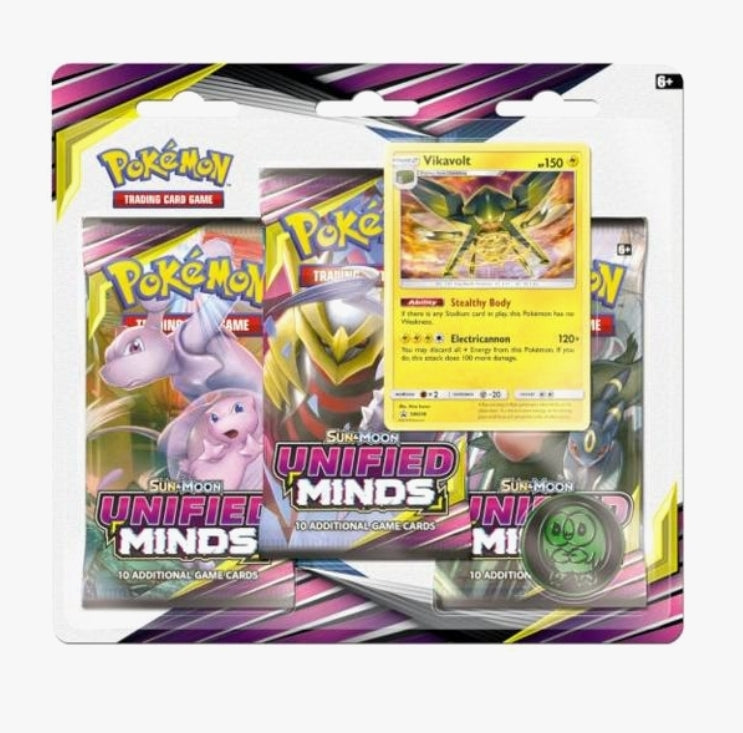Pokémon TCG: Sun & Moon Unified Minds 3 Pack Blister (Stakataka or Vikavolt) (SM11)