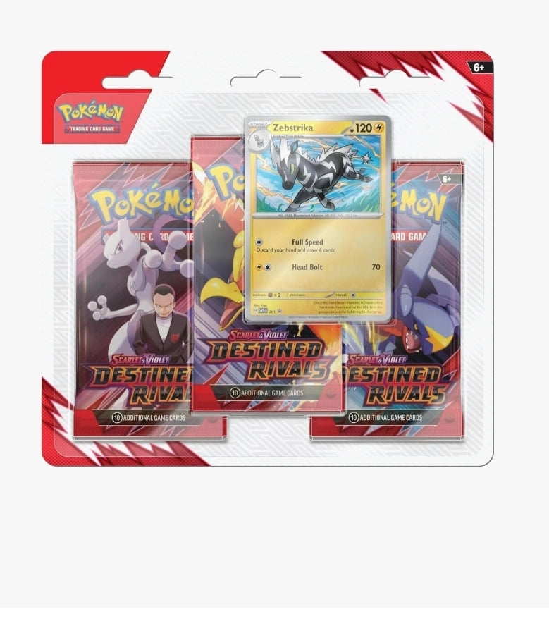 Pokémon TCG: Scarlet & Violet Destined Rivals 3 Pack Blister Assorted (Zebstrika)(Kangaskhan)