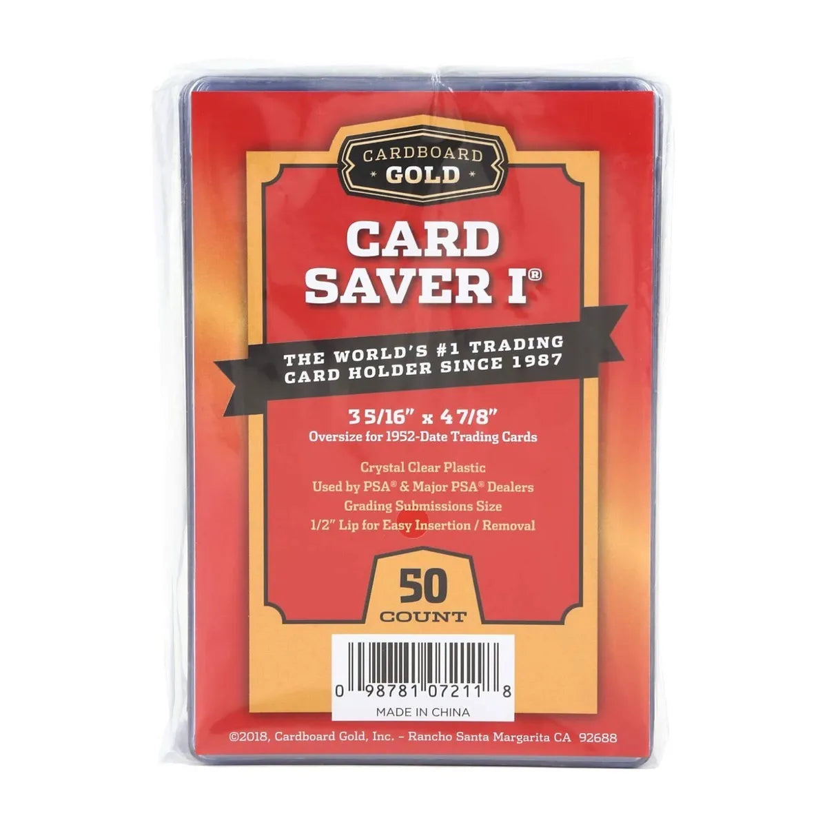CBG Card Saver 1 Semi-Rigid Protective Sleeves (3-5/6”x4-7/8”), 50ct x4 (Case of 200)